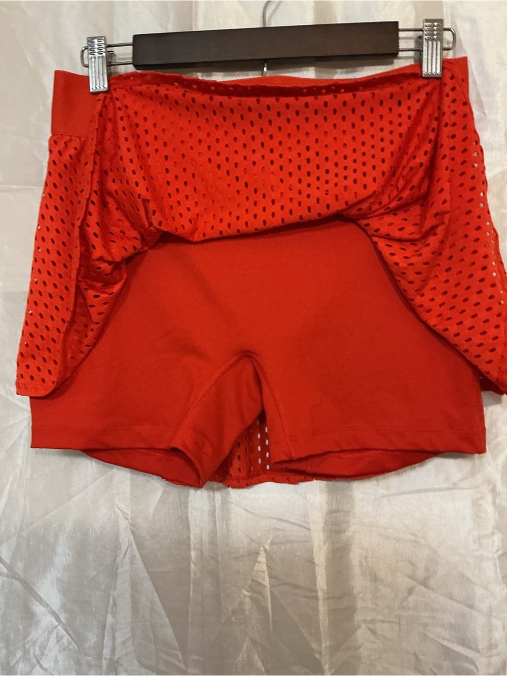 Nike Women's Red-Orange Mesh Tennis Skort with Built-In Shorts - Picture 4 of 4